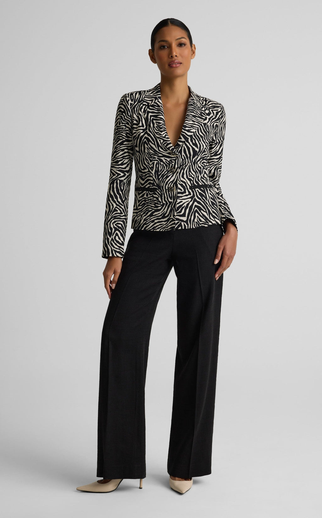 Ernestine Jacket In Zebra Printed Linen Blend