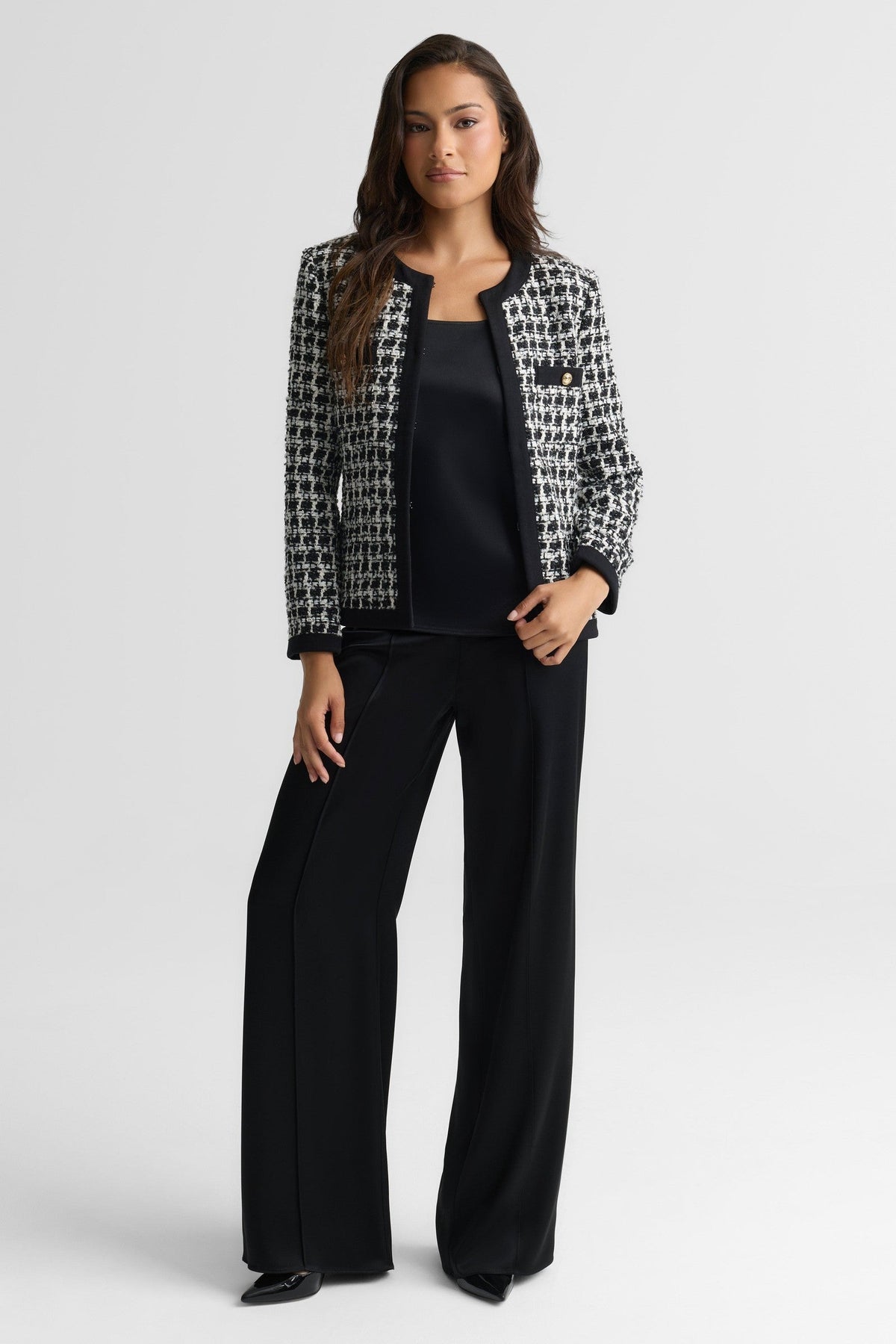 Contrast Trim Tweed Jacket