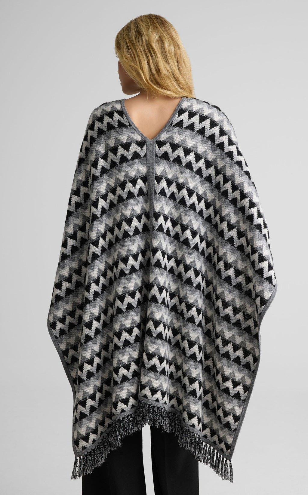 Cape In Chevron Wool Blend Knit