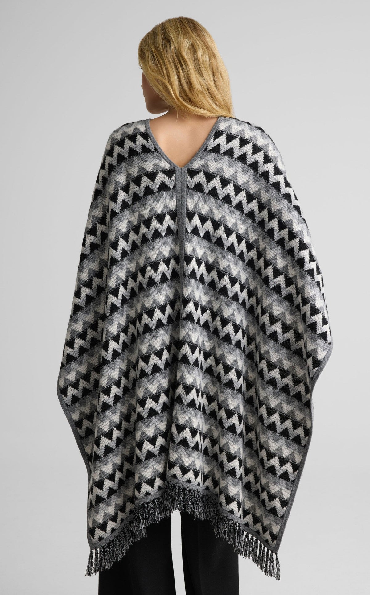 Cape In Chevron Wool Blend Knit