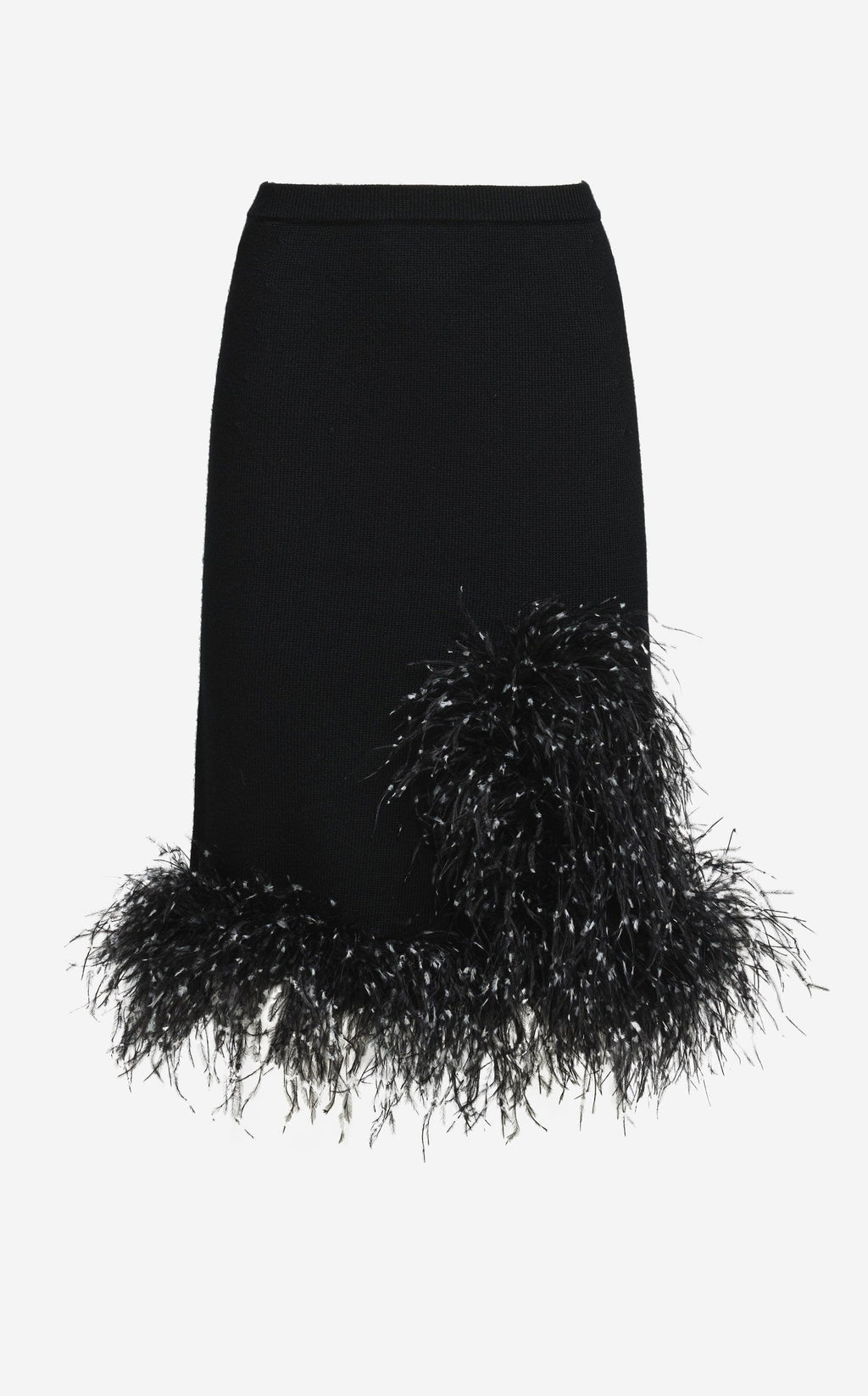 Skirt in Merino Knit with Feathers