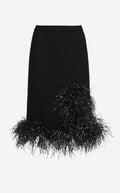 Skirt in Merino Knit with Feathers