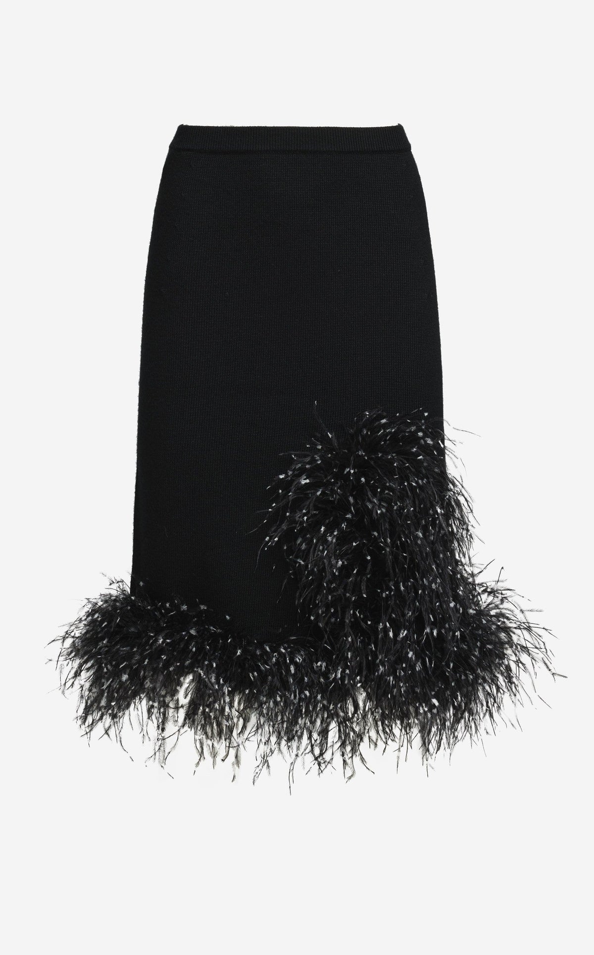 Skirt in Merino Knit with Feathers