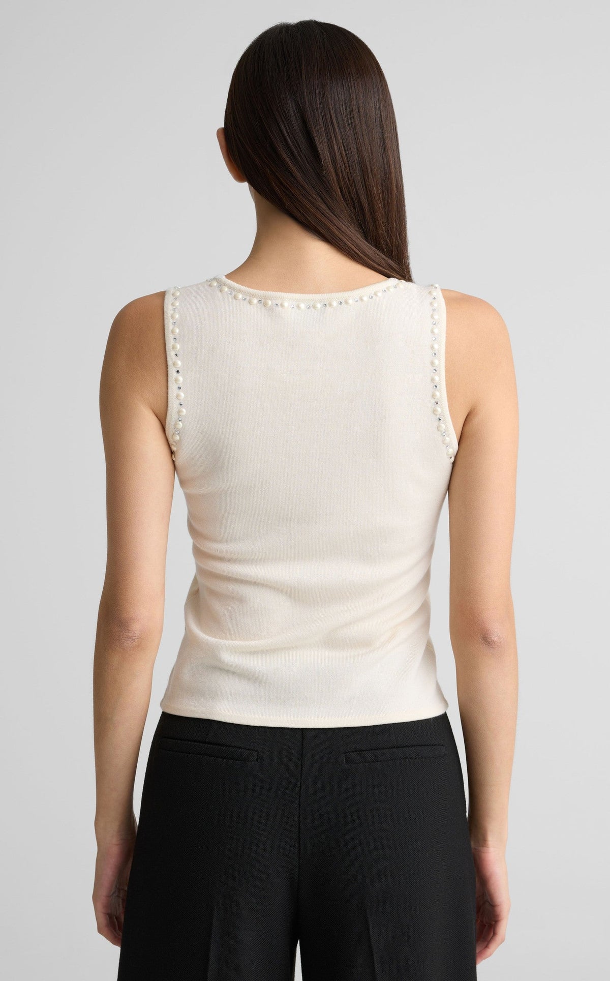 Shell In Merino Knit With Pearls