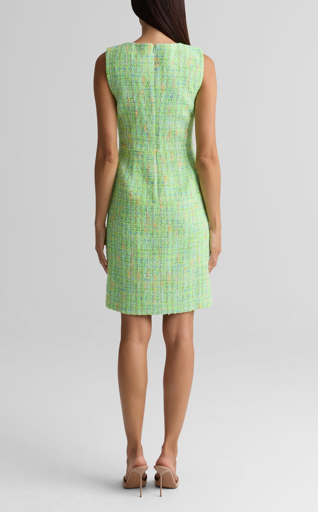 Sleeveless Scoop Neck Tweed Dress