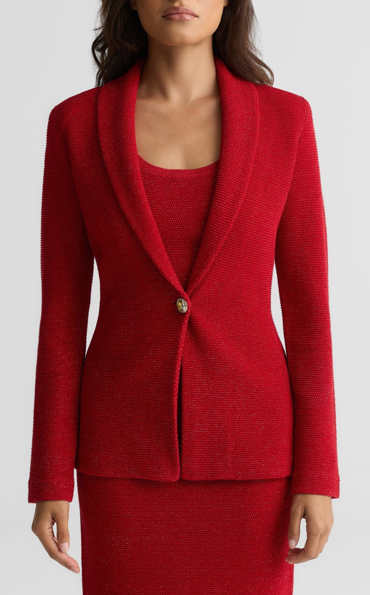 Metallic Shawl Collar Jacket