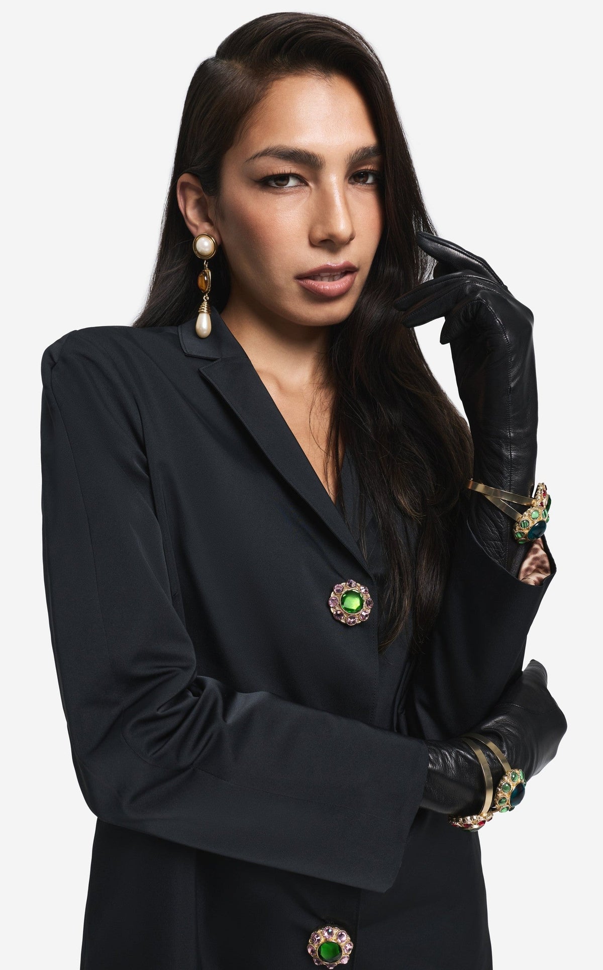 Long Leather Gloves With Cashmere Lining