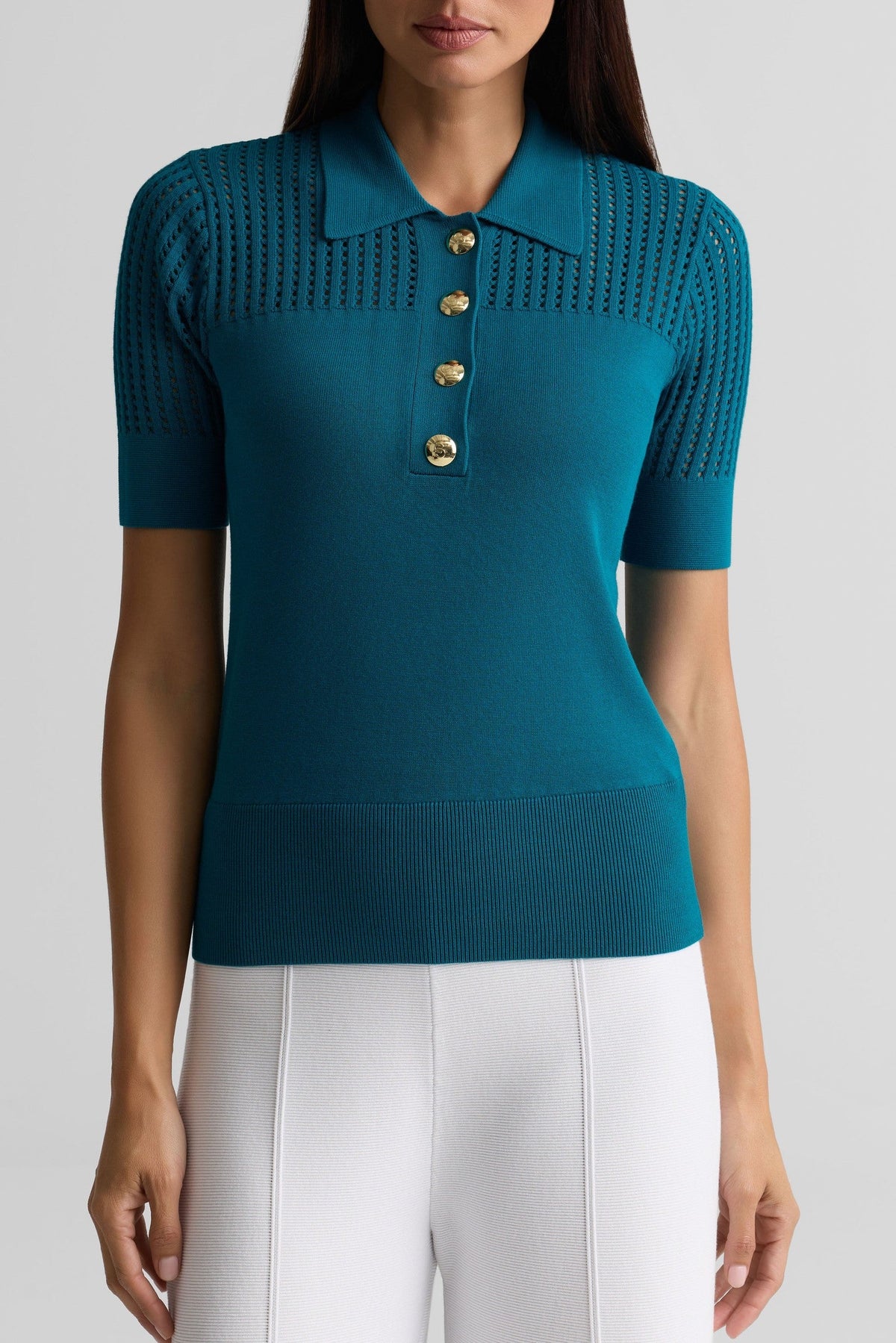 Openwork Knit Polo