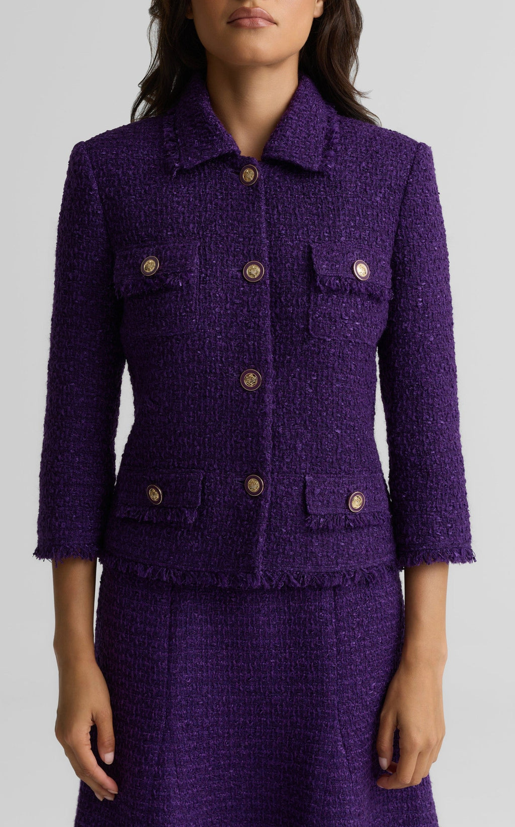 Textured Tweed Four-Pocket Jacket