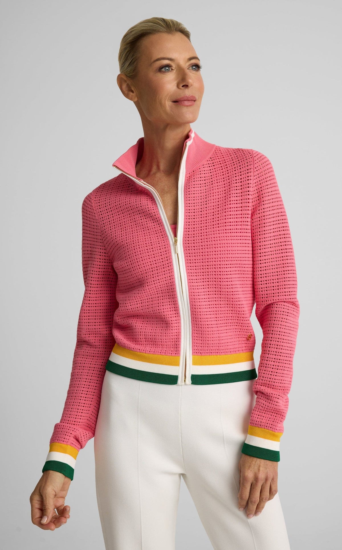 Savannah Sweater In Geometric Pointelle Knit