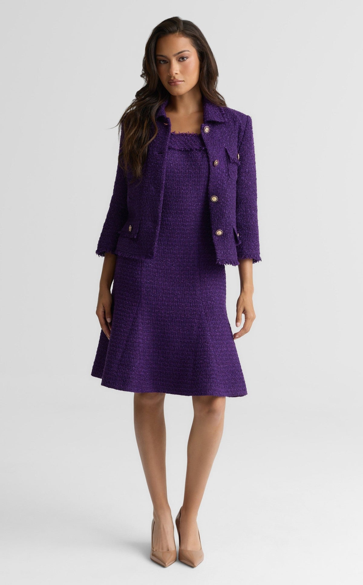 Square Neck Tweed Dress