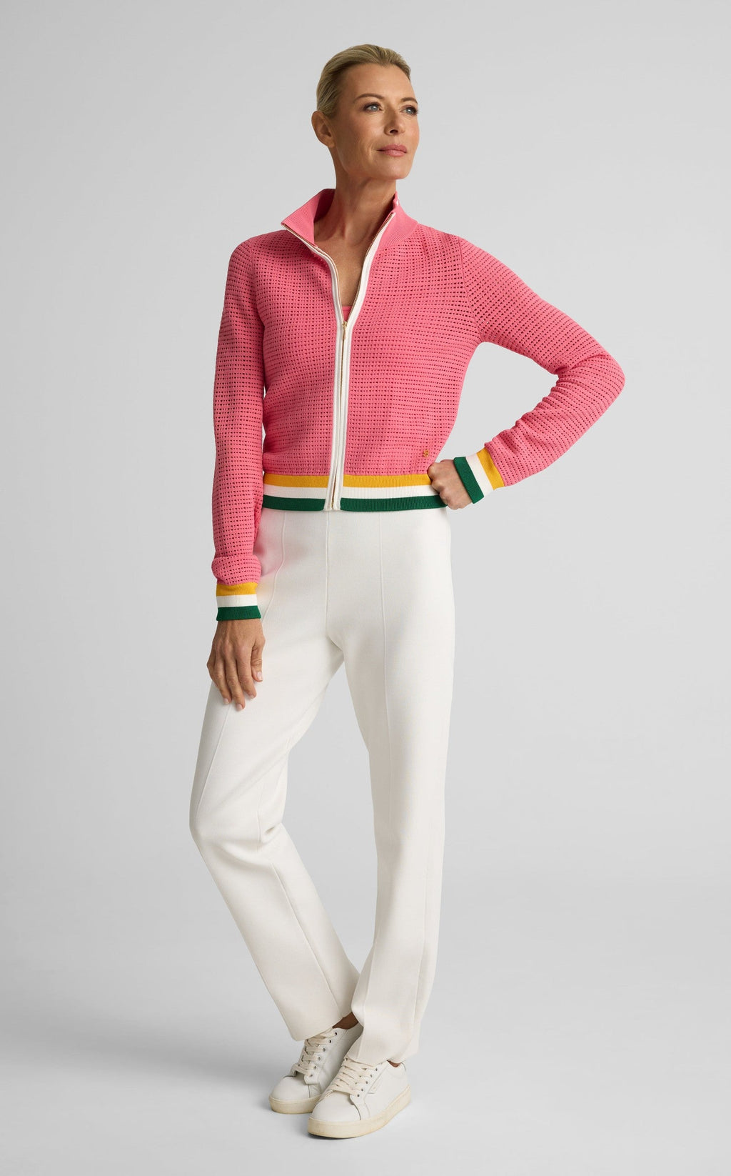 Savannah Sweater In Geometric Pointelle Knit