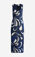 Lynn Dress In Mid Century Scroll Jacquard Knit