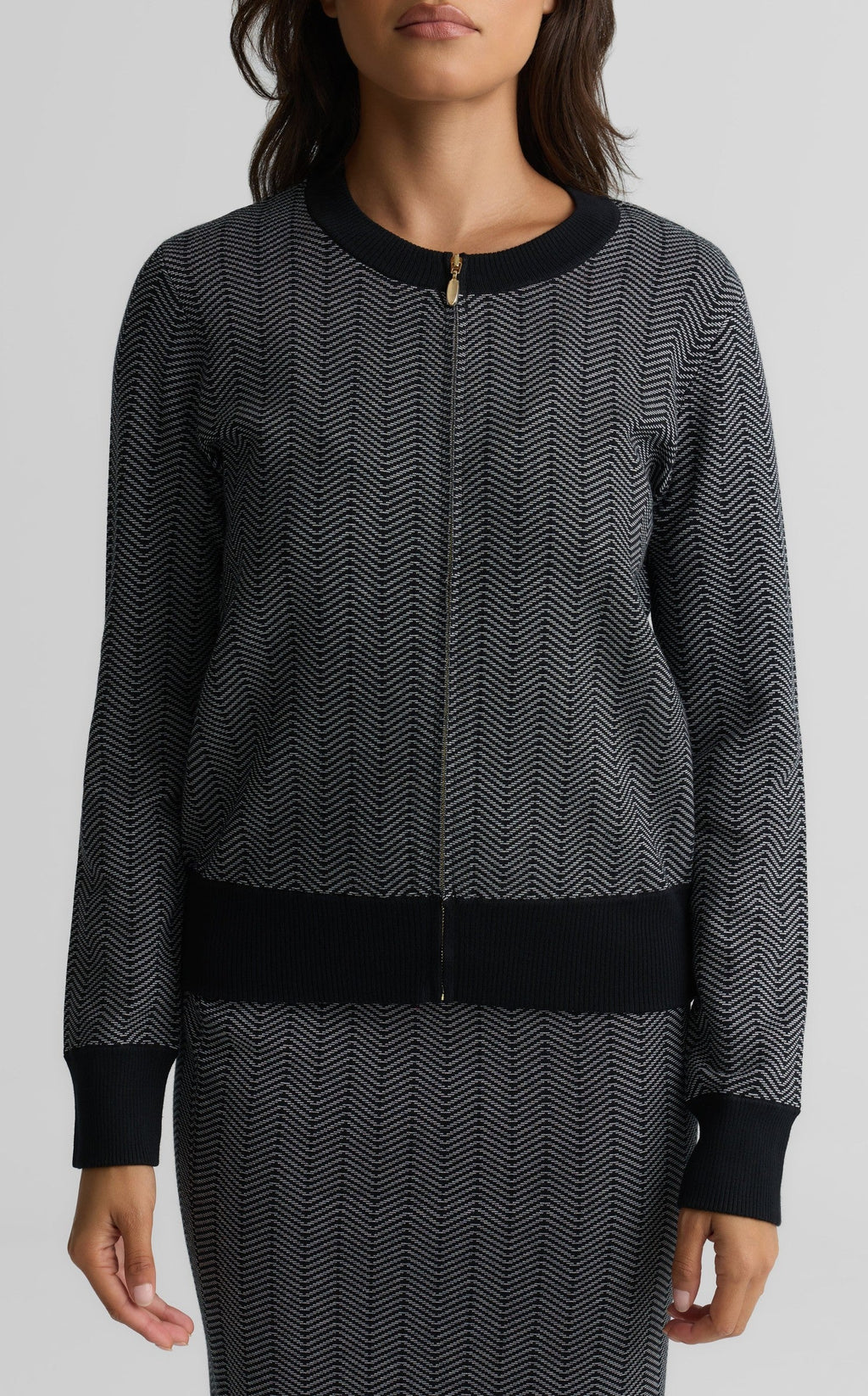Herringbone Tweed Bomber Jacket