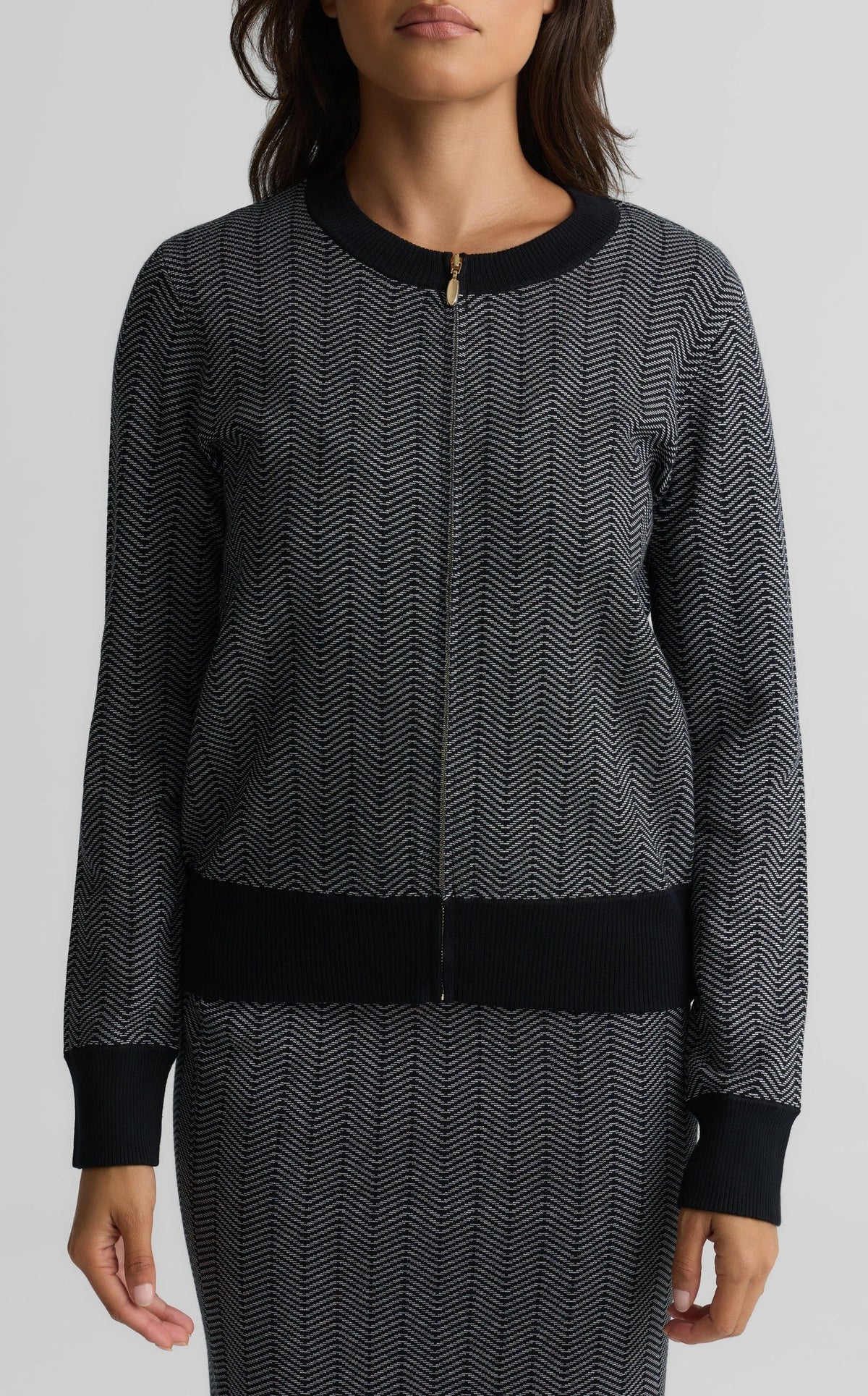 Herringbone Tweed Bomber Jacket