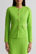 Piqué Knit Crew Neck Jacket