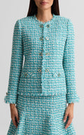 Frayed Trim Tweed Jacket