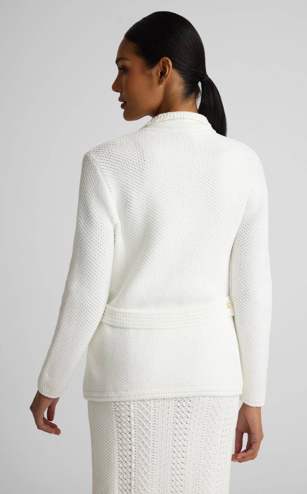 Beatrix Jacket In Cotton Crochet Knit