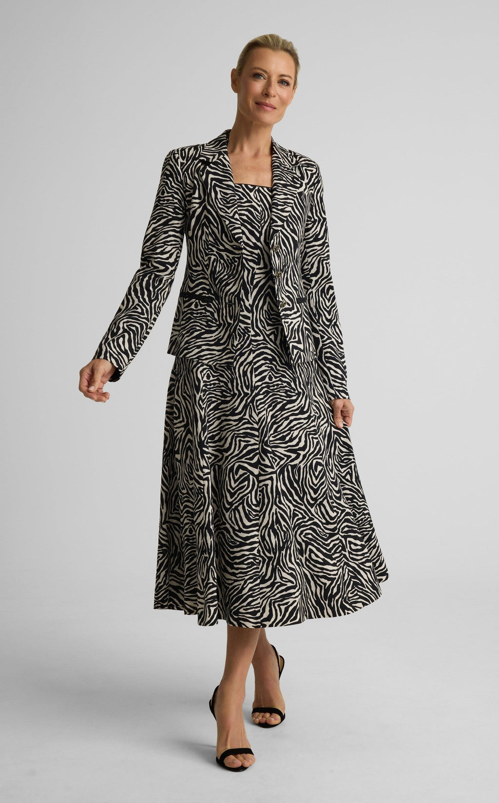 Josephine Halter Dress In Zebra Printed Linen Blend