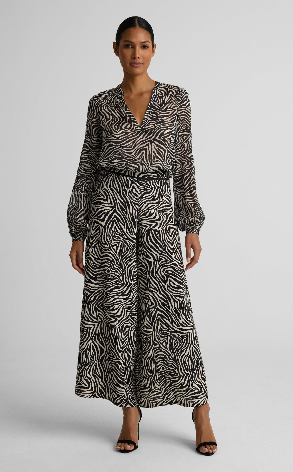 Kathleen Top In Zebra Printed Voile