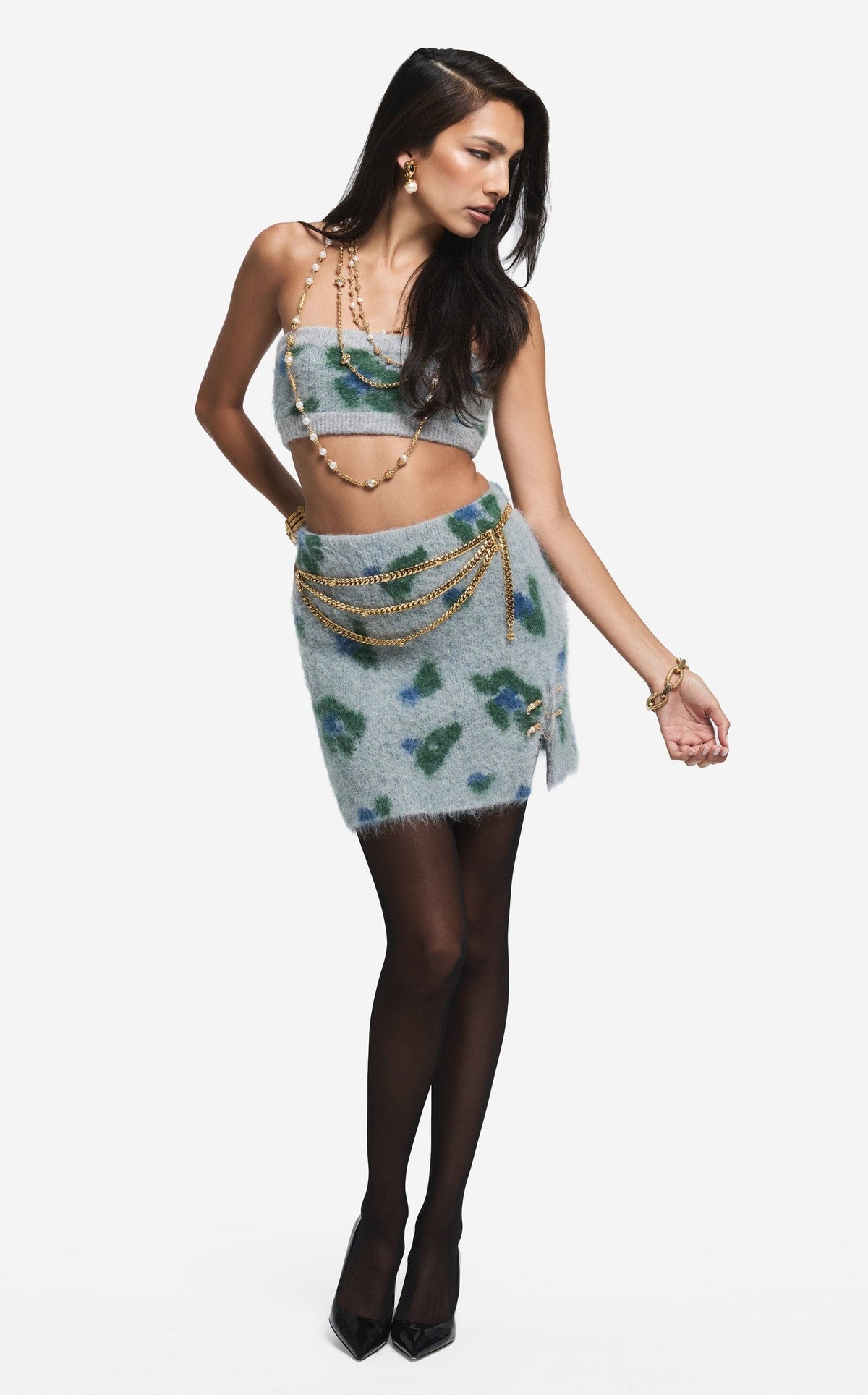 Skirt in Brushed Alpaca Blend Jacquard