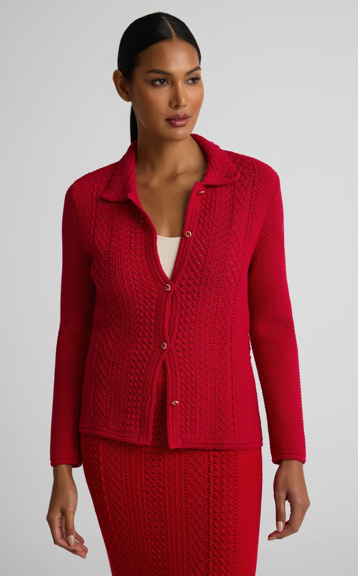 Beatrix Jacket In Cotton Crochet Knit