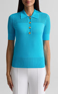 Openwork Knit Polo