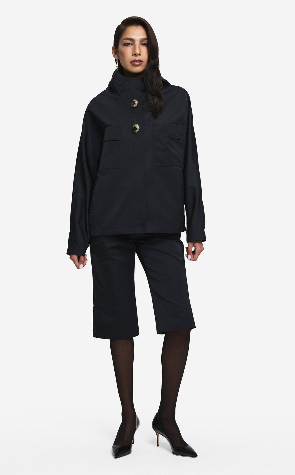 Hooded Jacket in Duchesse Satin
