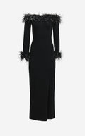 Gown in Merino Knit with Feathers