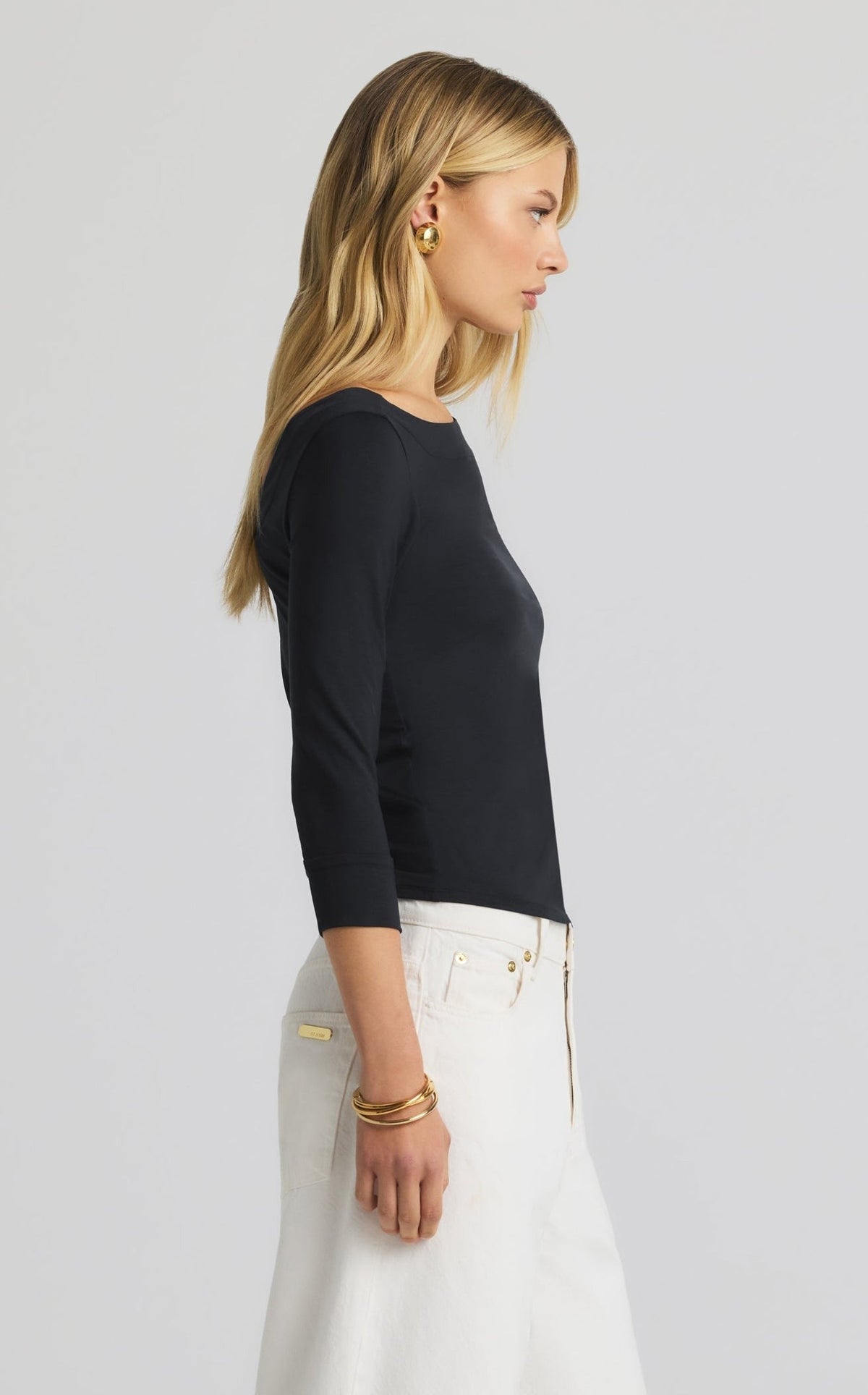 Polished Jersey Boatneck Top