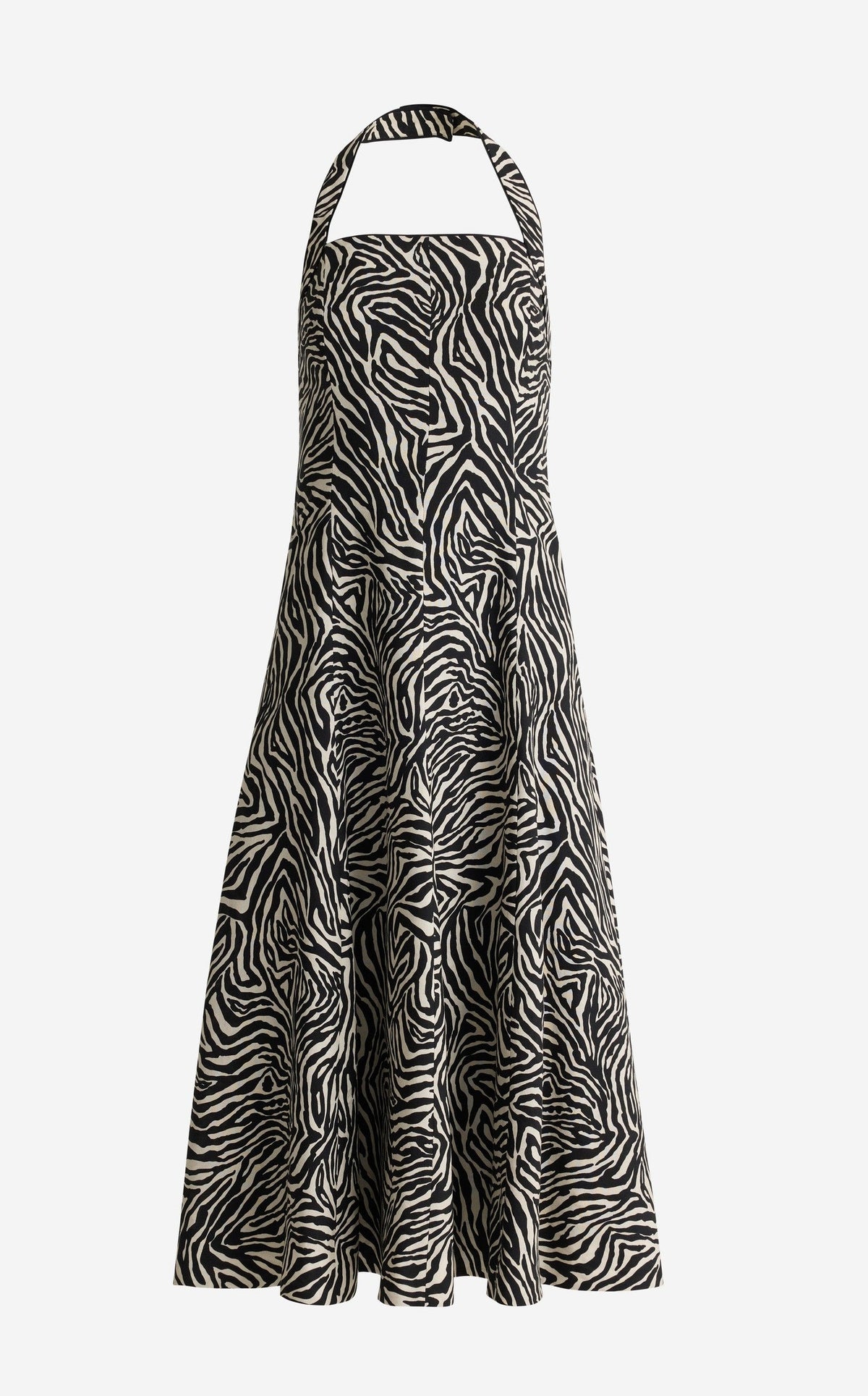Josephine Halter Dress In Zebra Printed Linen Blend