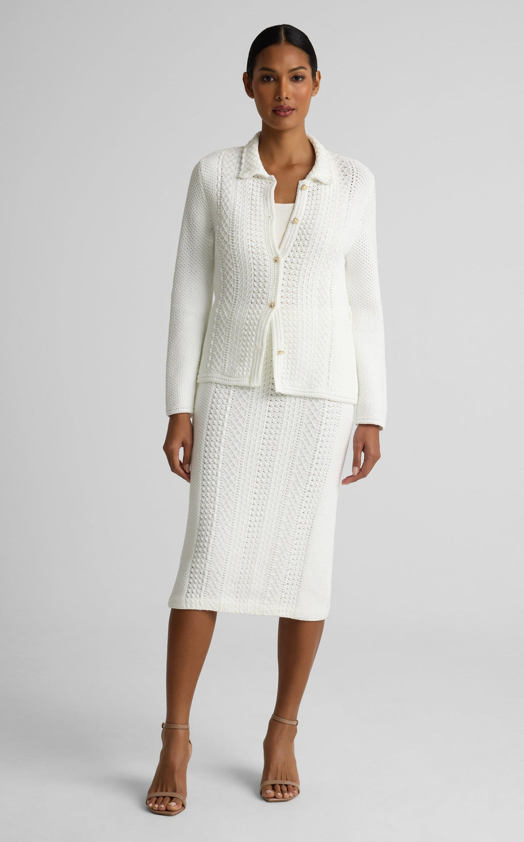 Beatrix Jacket In Cotton Crochet Knit