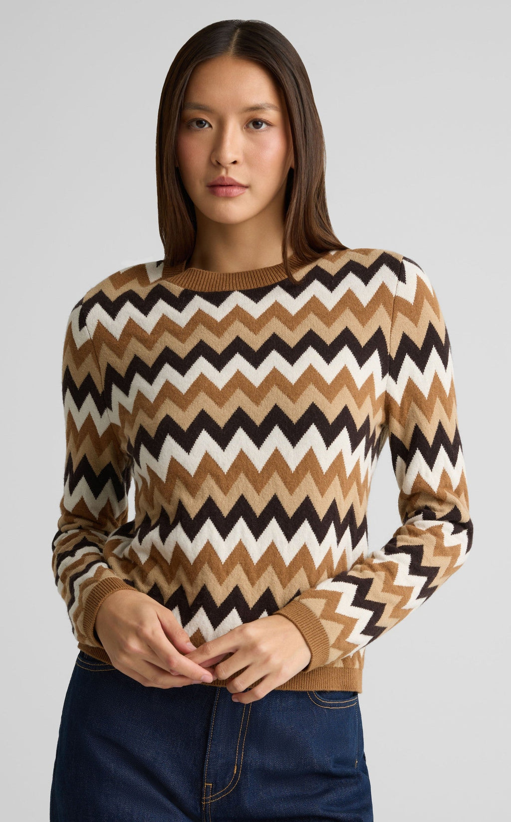 Sweater In Chevron Wool Knit Blend