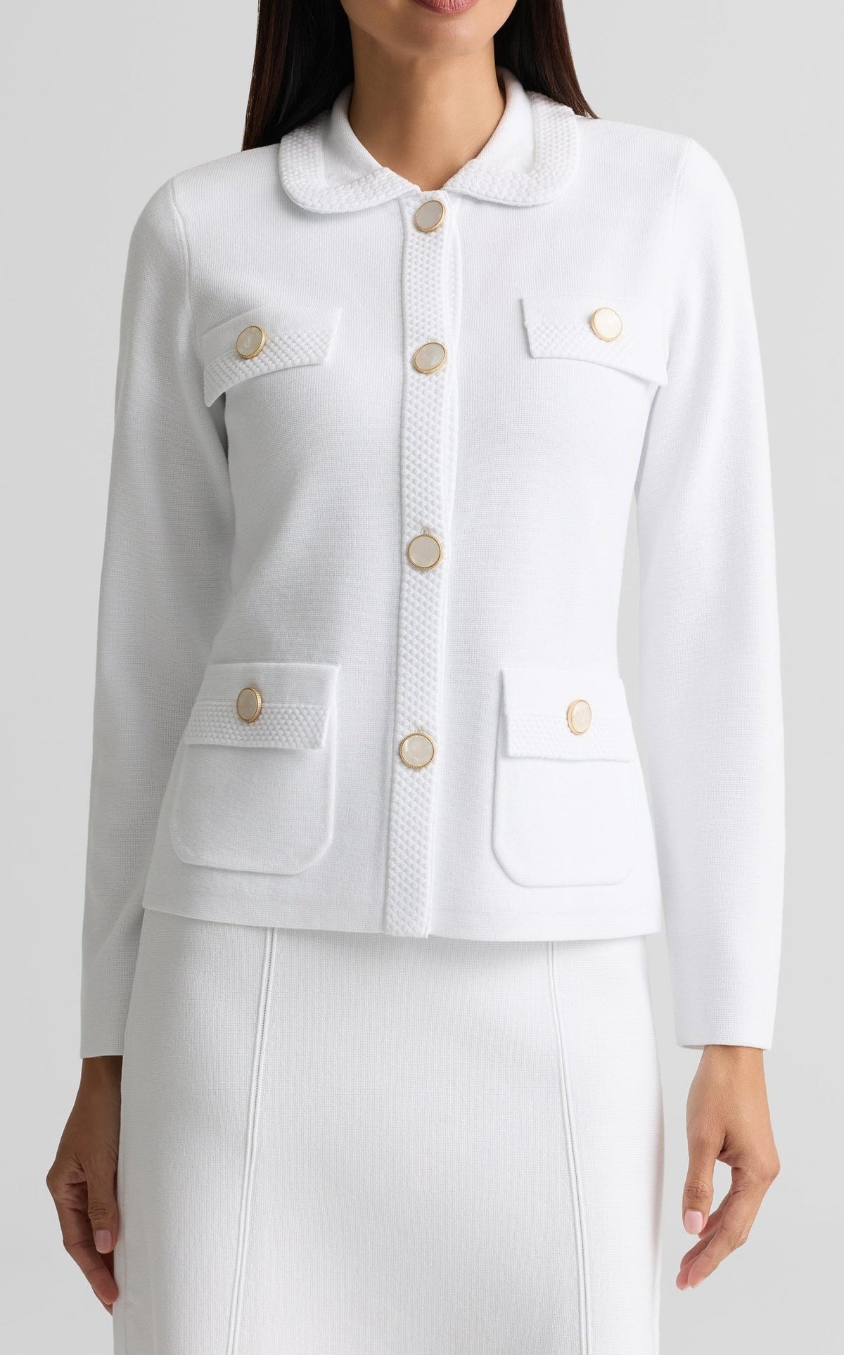 Four Pocket Collared Knit Jacket