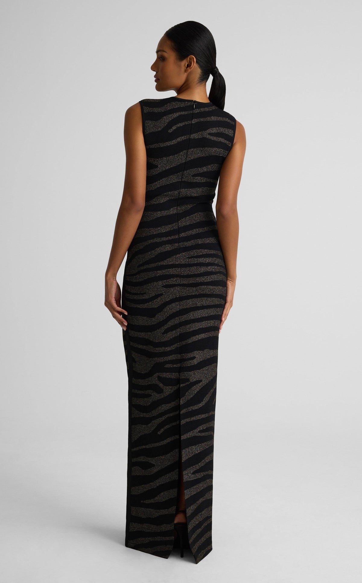 Lynn Gown In Zebra Santa Roma Knit