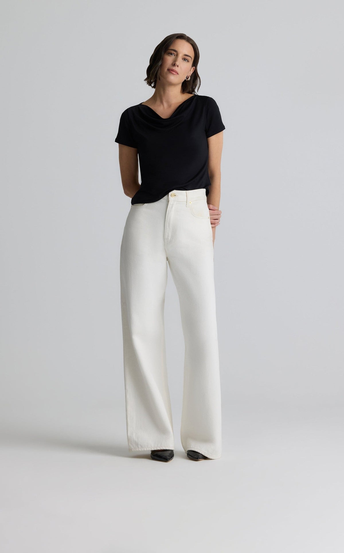 Polished Jersey Cowl Neck Top