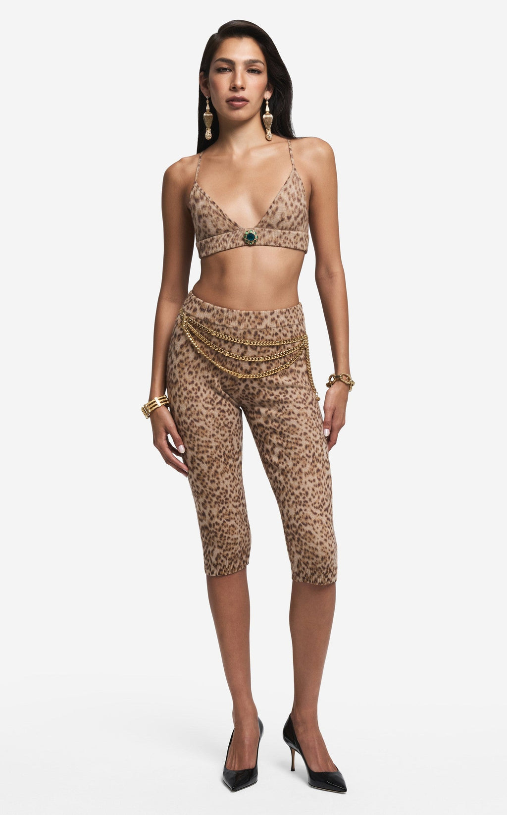 Bralette in Leopard Print Cashmere Blend