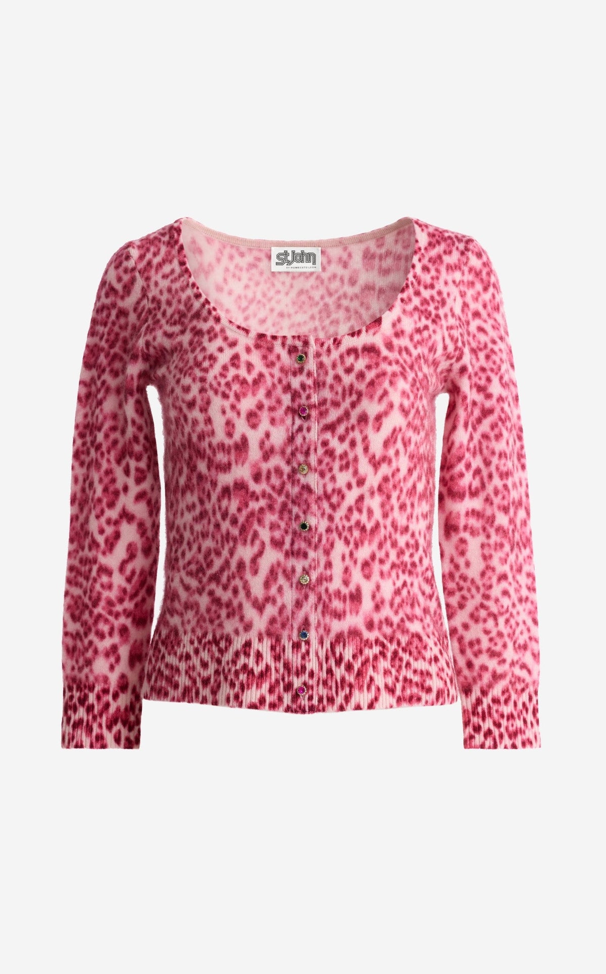 Cardigan in Leopard Print Cashmere Blend