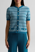 Striped Short Sleeve Cardigan