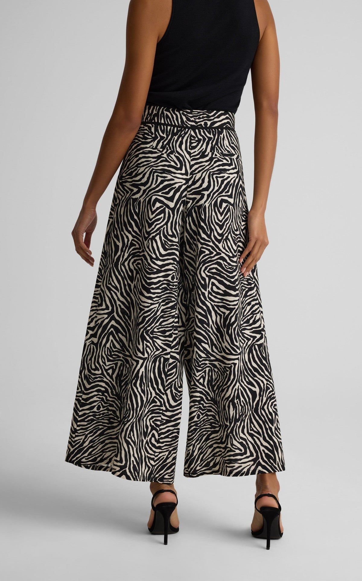 Romy Pant In Zebra Printed Linen Blend