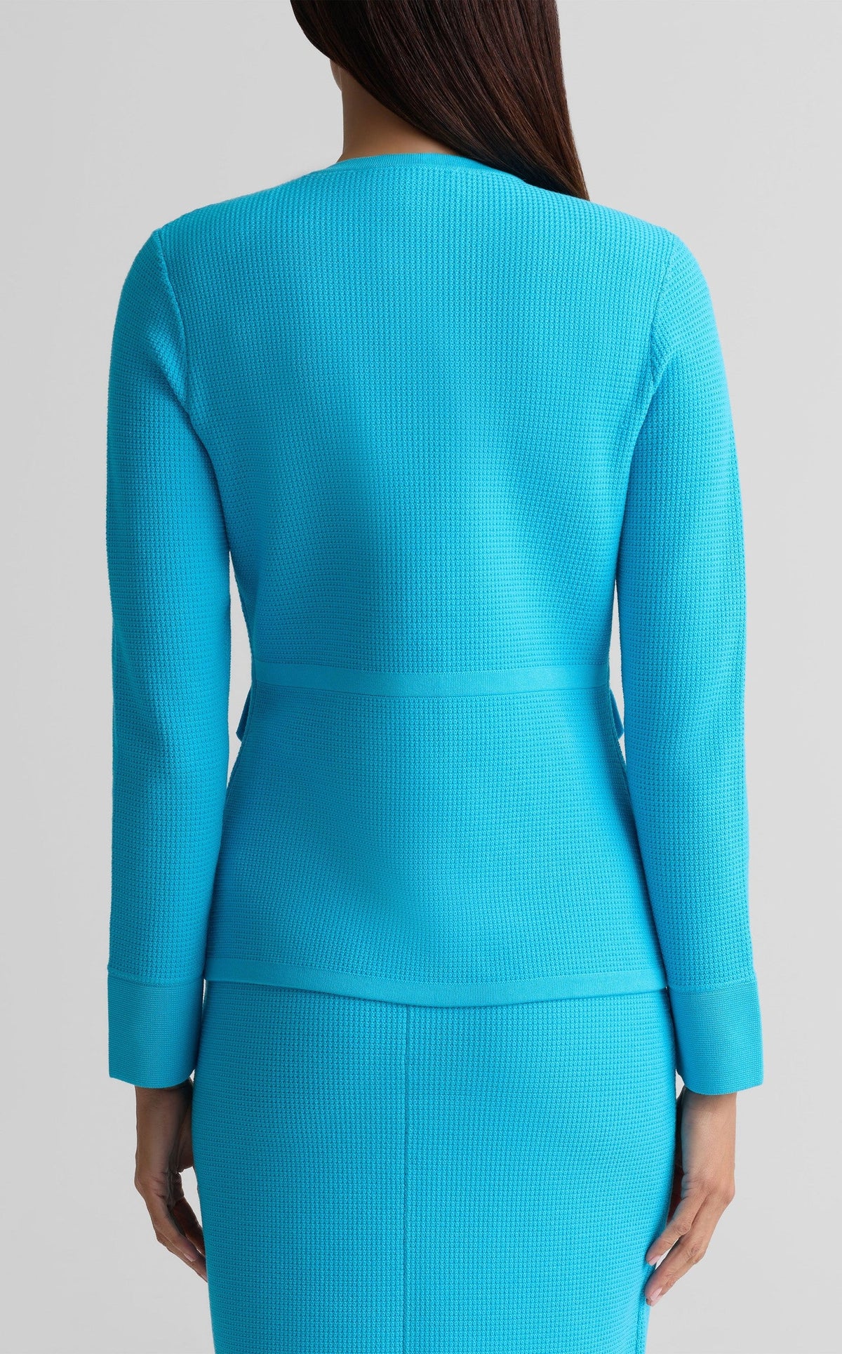Piqué Knit Crew Neck Jacket