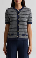 Striped Short Sleeve Cardigan