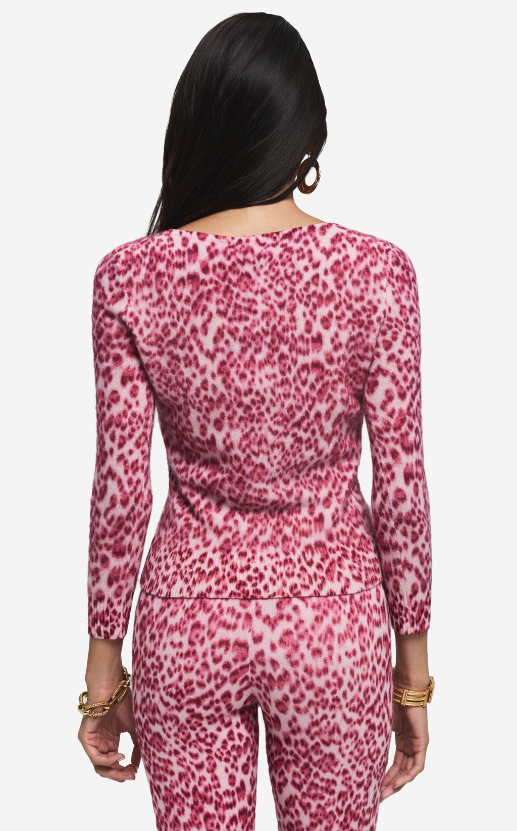 Cardigan in Leopard Print Cashmere Blend