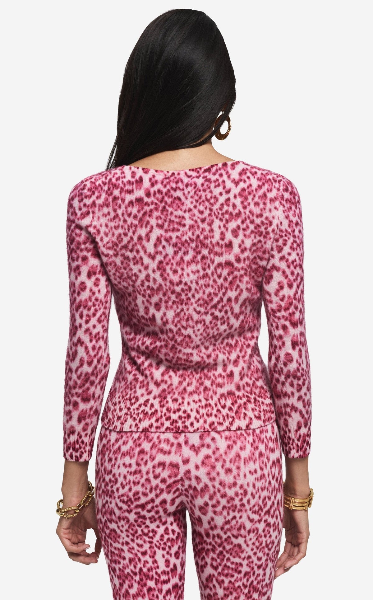 Cardigan in Leopard Print Cashmere Blend