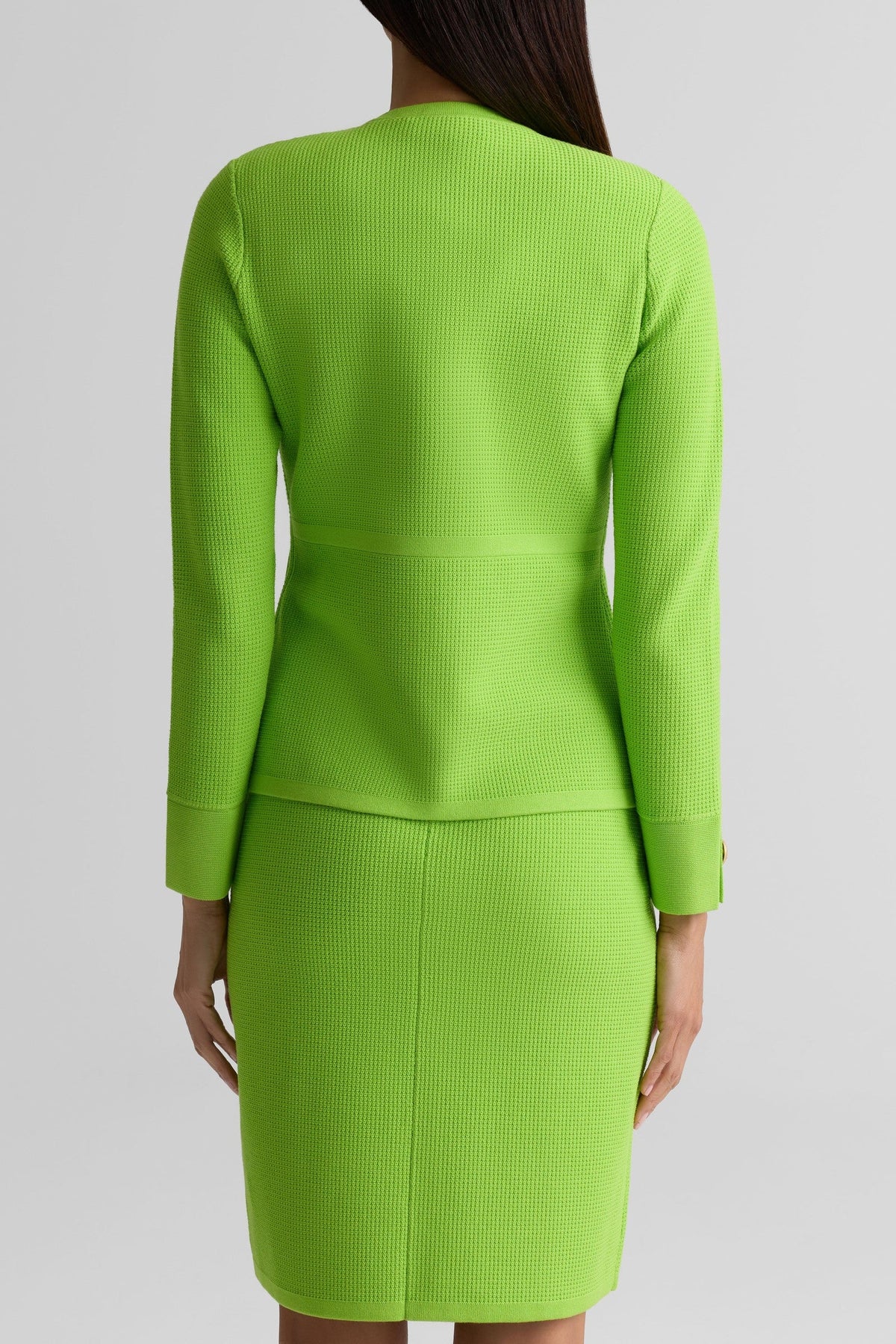 Piqué Knit Crew Neck Jacket
