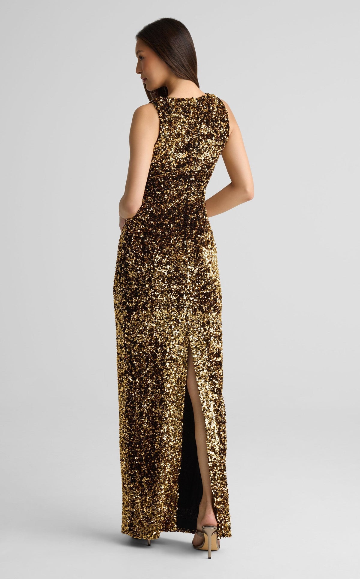 Gown In Paillette Embroidered Stretch Velvet