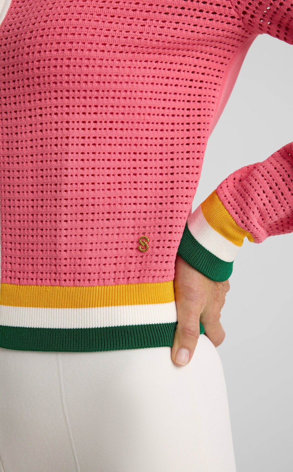Savannah Sweater In Geometric Pointelle Knit