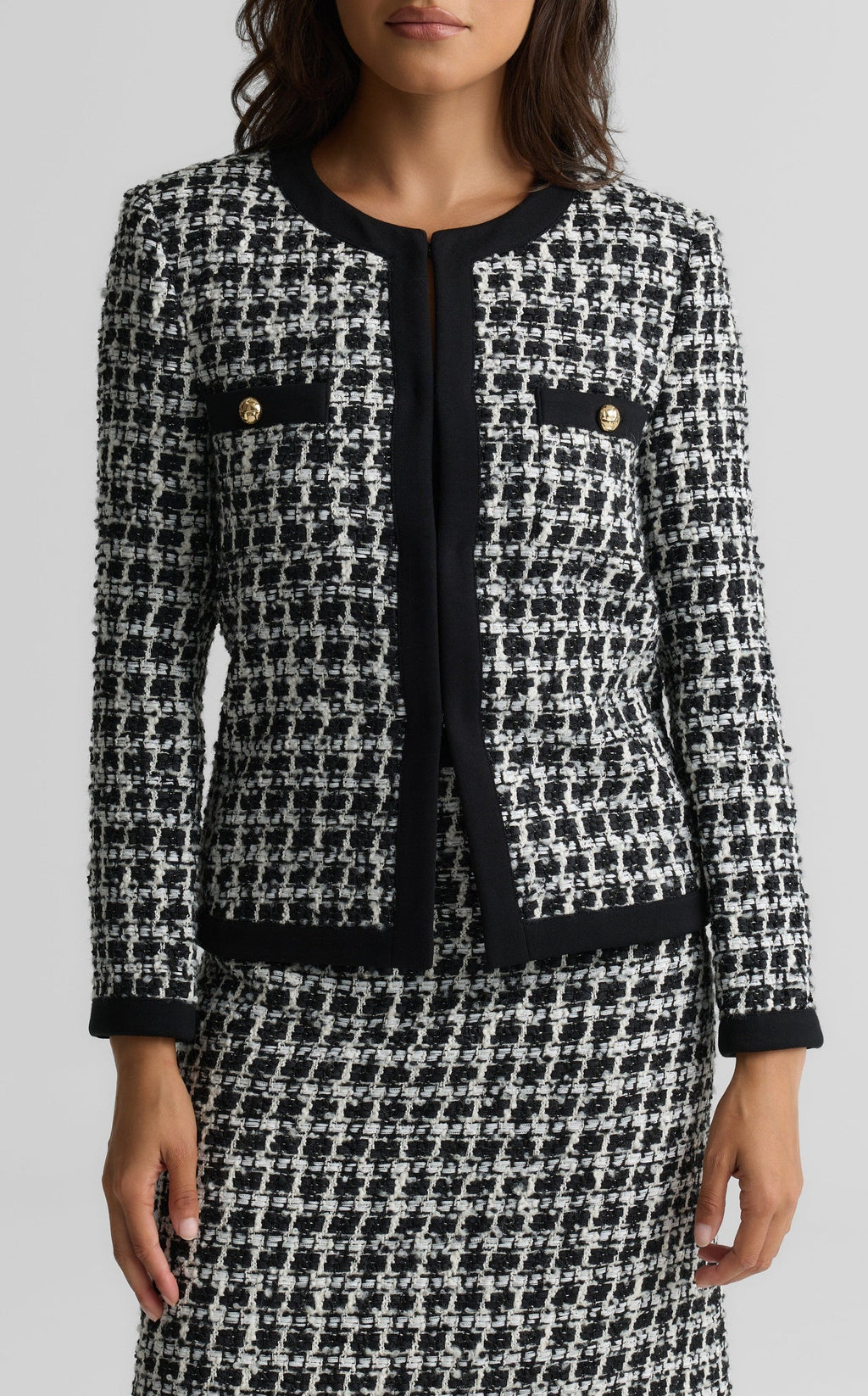 Contrast Trim Tweed Jacket