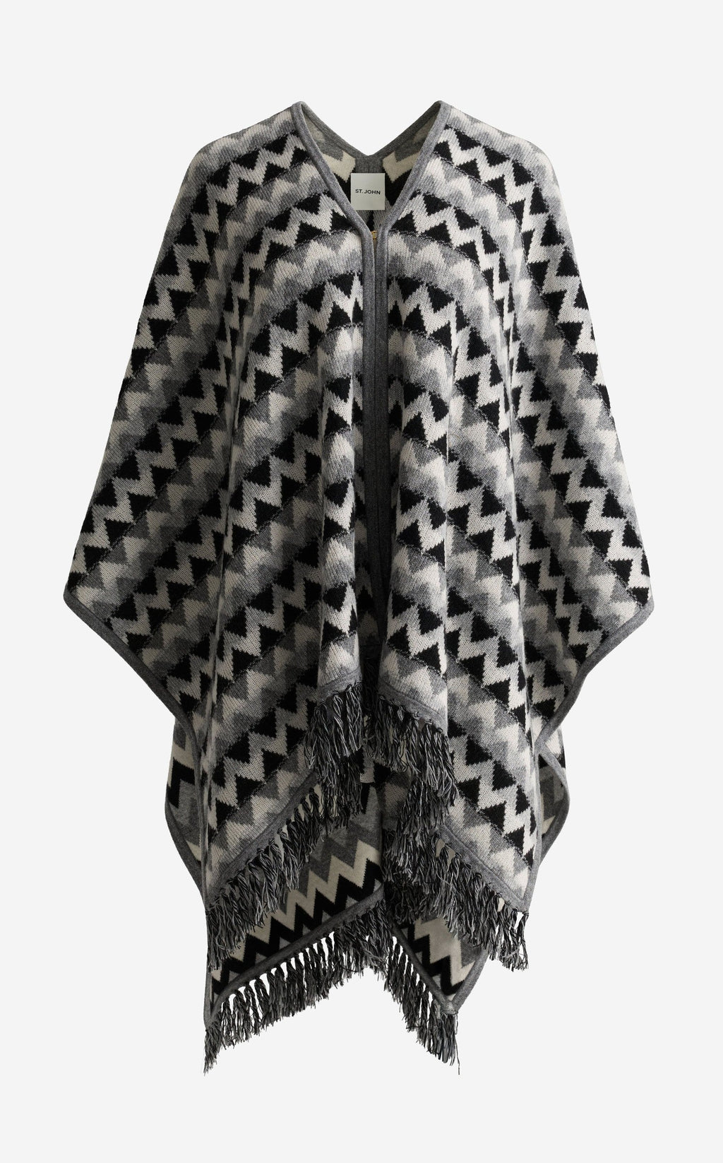 Cape In Chevron Wool Blend Knit