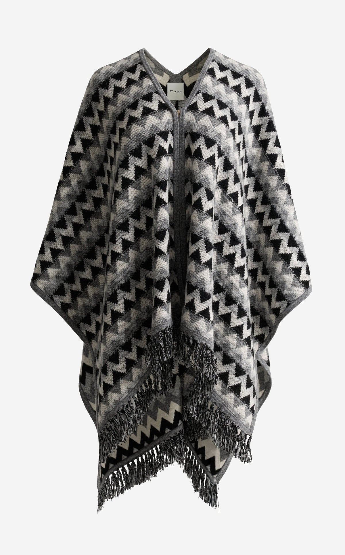 Cape In Chevron Wool Blend Knit